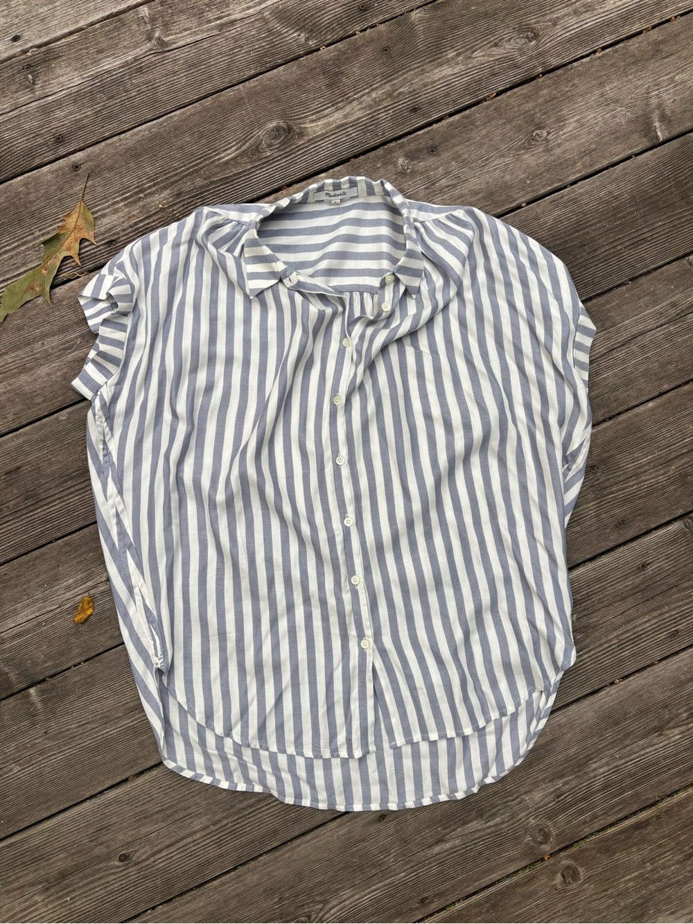 Madewell Blue & White Striped Button-Up Top